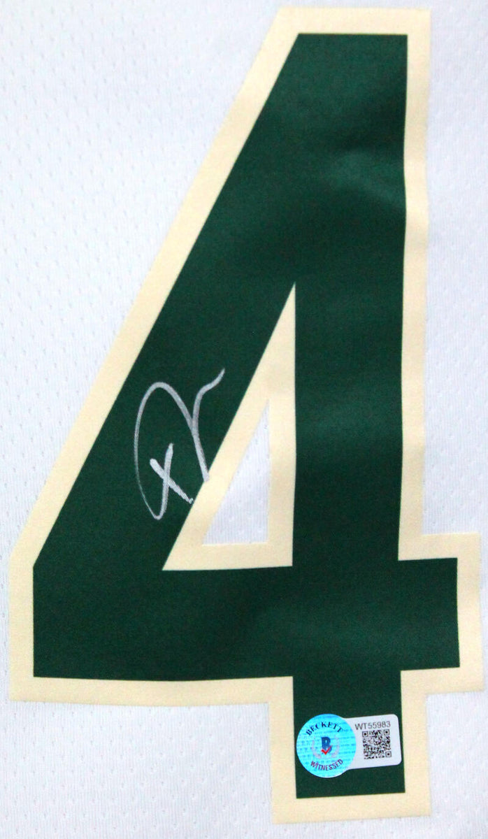 Giannis Antetokounmpo Signed Framed White Auth Swingman Bucks Jersey