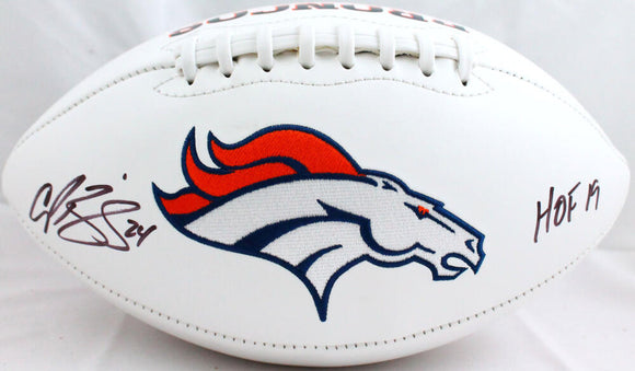 Champ Bailey Autographed Denver Broncos Logo Football w/HOF-Beckett W Hologram *Black Image 1