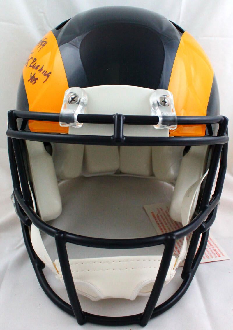 Eric Dickerson Autographed F/S LA Rams 81-99 Speed Authentic Helmet  w/2Insc.-Beckett W Hologram *Black