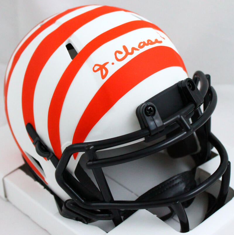 Ja'Marr Chase Autographed Cincinnati Bengals Lunar Mini Helmet Beckett