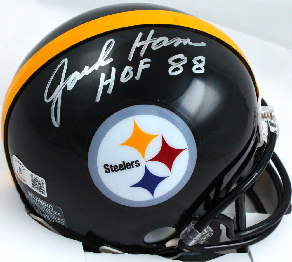 Jack Ham Signed Pittsburgh Steelers Salute to Service Mini Helmet with HOF 88