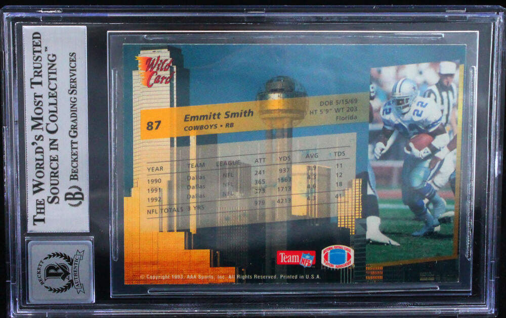 Cowboys Emmitt Smith Signed 2010 Topps Unrivaled GJ #UGRES Card BAS Slabbed