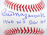 Bill Mazeroski Autographed Rawlings OML Baseball W/1960 WS GW HR-JSA W *Blue Image 2