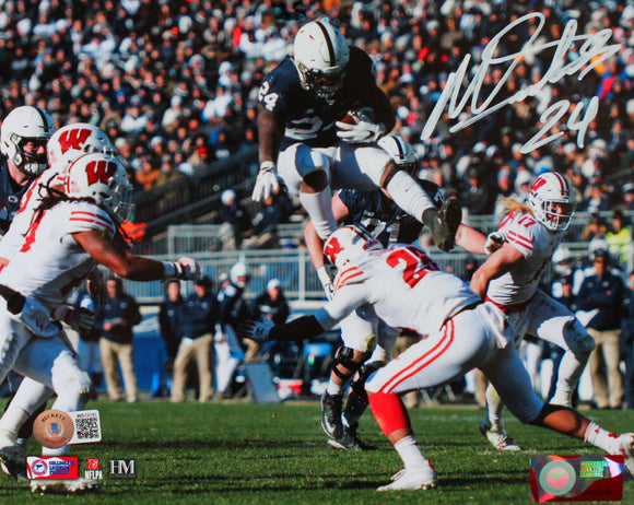 Miles Sanders Autographed Penn State 8x10 HM Jump Photo-Beckett W Hologram *White Image 1