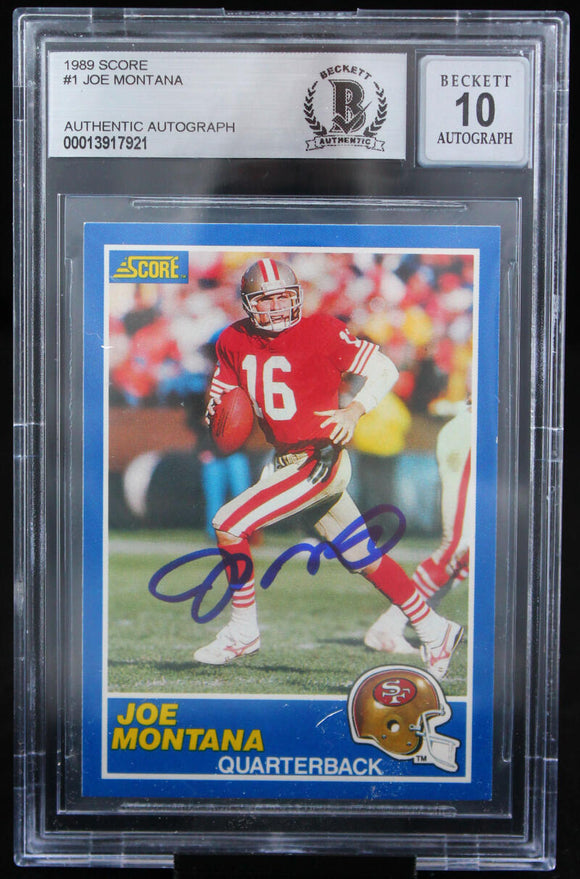 1989 Score #1 Joe Montana Auto San Francisco 49ers BAS Autograph 10  Image 1