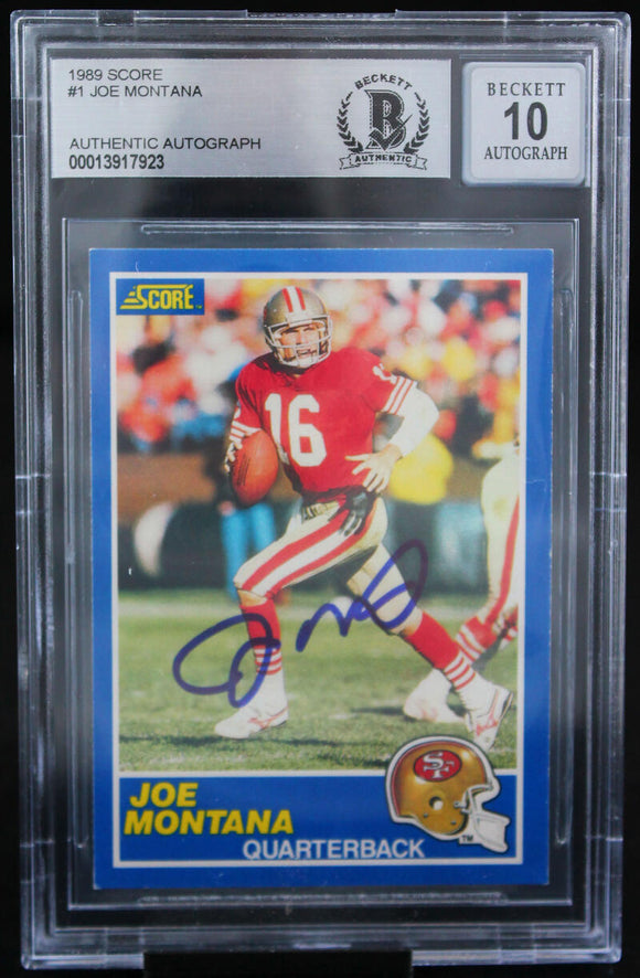 1989 Score #1 Joe Montana Auto San Francisco 49ers BAS Autograph 10  Image 1