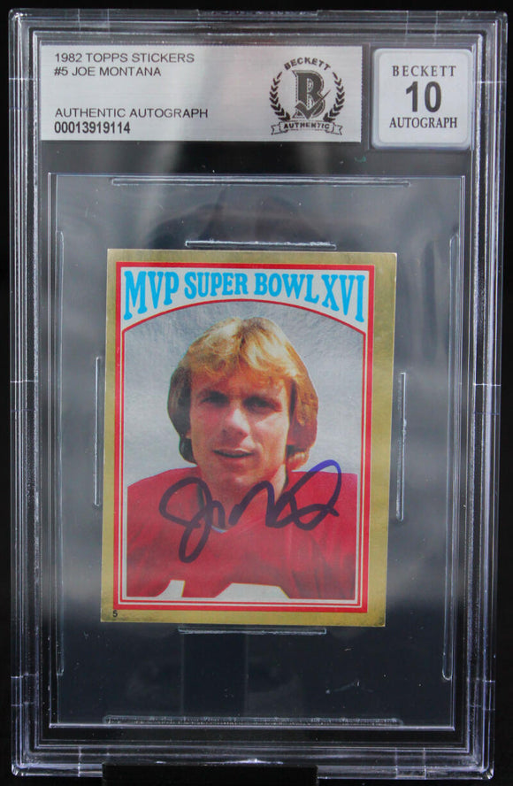 1982 Topps Stickers #5 Joe Montana Auto San Francisco 49ers BAS Autograph 10  Image 1