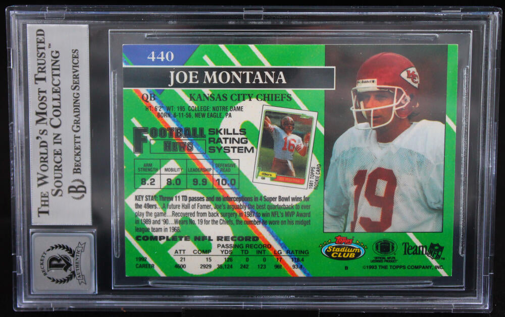 1993 Topps Stadium Club Joe Montana Kansas City Chiefs #440 