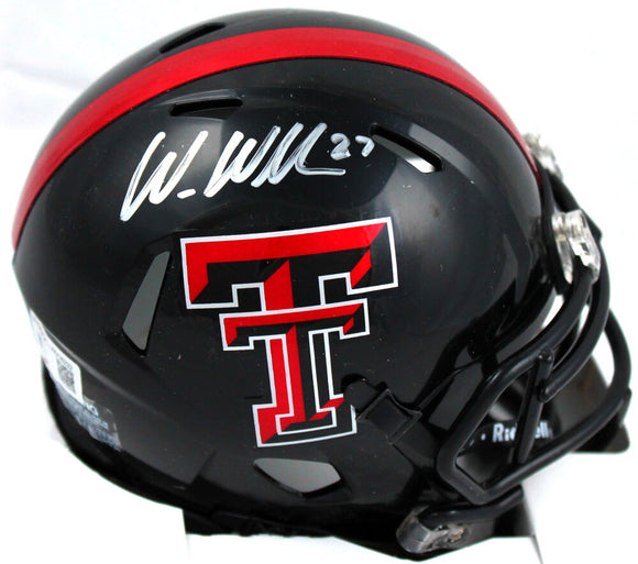 Wes Welker Autographed Texas Tech Speed Mini Helmet-Beckett W Hologram *Silver Image 1