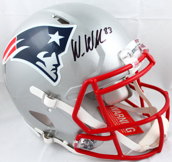 Wes Welker Autographed NE Patriots F/S Speed Authentic Helmet *Front-Beckett W Hologram *Black Image 1