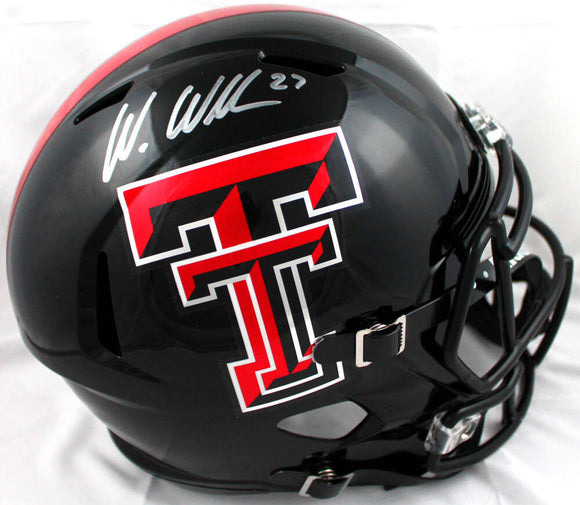 Wes Welker Autographed Texas Tech F/S Speed Helmet-Beckett W Hologram *Silver Image 1