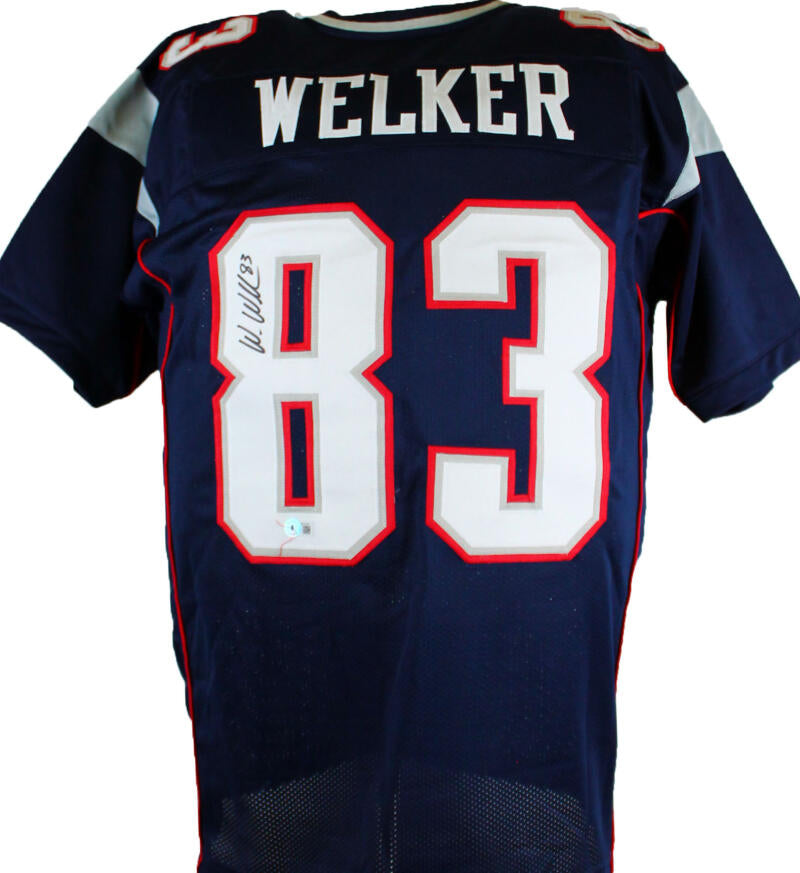 Wes Welker Autographed Blue Pro Style Jersey-Beckett W Hologram *Black