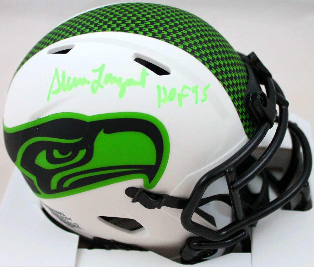 Steve Largent Autographed Seattle Seahawks Lunar Speed Mini Helmet w/H –  The Jersey Source