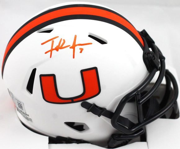 Frank Gore Autographed Miami Hurricanes Lunar Speed Mini Helmet-Beckett W Hologram *Orange Image 1