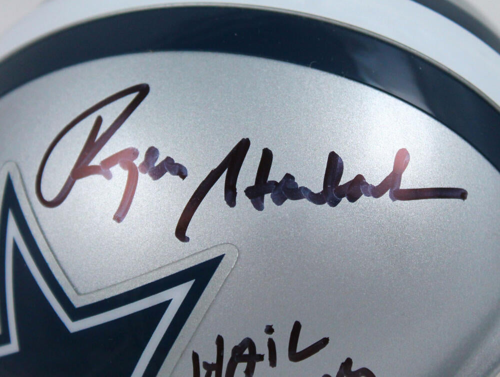 Roger Staubach Drew Pearson Autographed Dallas Cowboys Mini Helmet w/Hail  Mary Date-Beckett W Hologram *Black