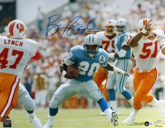 Barry Sanders Autographed Detroit Lions 16x20 FP Juke Photo-Beckett W Hologram *Blue Image 1