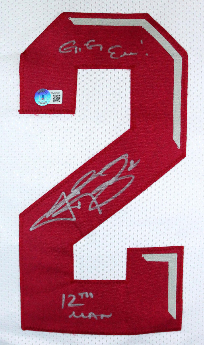 The Jersey Source Autographs Johnny Manziel Autographed White College Style Stat Jersey w/2 Insc.-BAW Holo