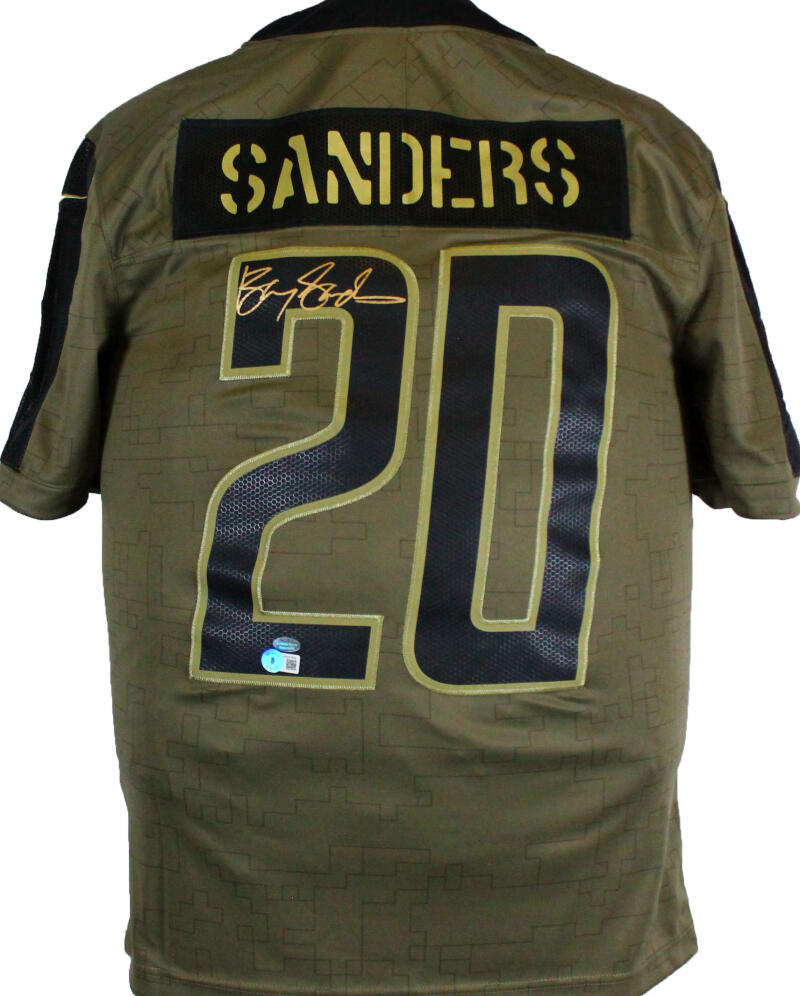 The Jersey Source Barry Sanders Detroit Lions Autographed Nike Salute to Service Limited Player Jersey-Beckett W Hologram *Gold