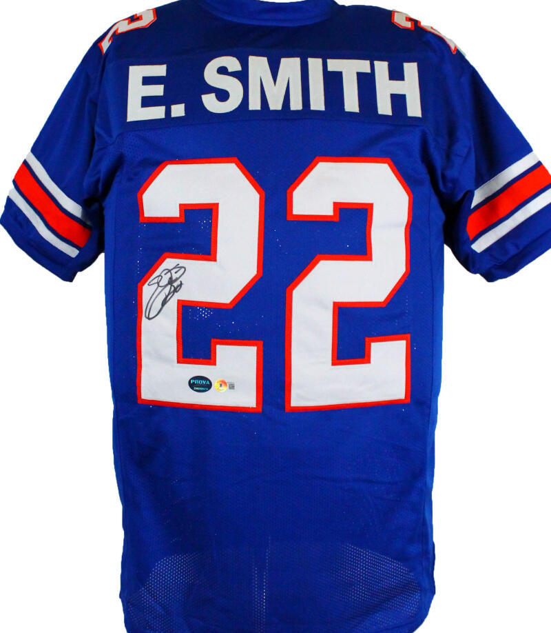 The Jersey Source Emmitt Smith Autographed White/Blue Pro Style Jersey- Beckett W Hologram *Black