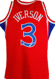 Allen Iverson Autographed 76ers Red Mitchell&Ness Hardwood Classic Swingman Jersey- Beckett W Hologram *Silver Image 1