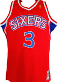 Allen Iverson Autographed 76ers Red Mitchell&Ness Hardwood Classic Swingman Jersey- Beckett W Hologram *Silver Image 3