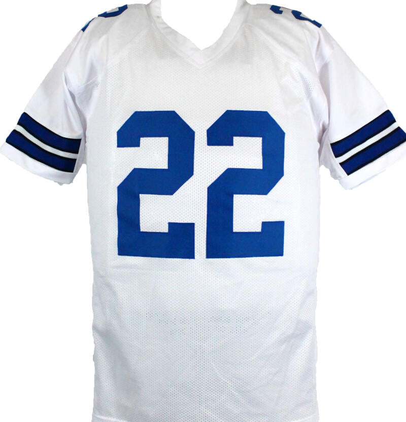 The Jersey Source Emmitt Smith Autographed White/Blue Pro Style Jersey- Beckett W Hologram *Black