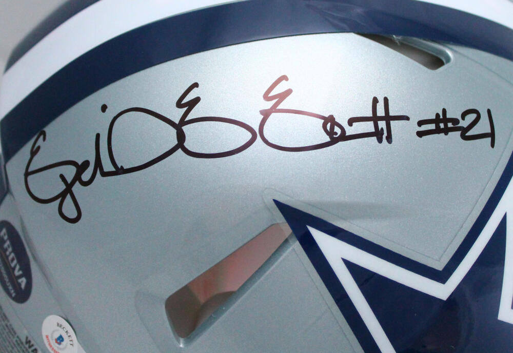 Emmitt Smith, Tony Dorsett & Ezekiel Elliott Autographed Dallas Cowboys  Full Size Helmet