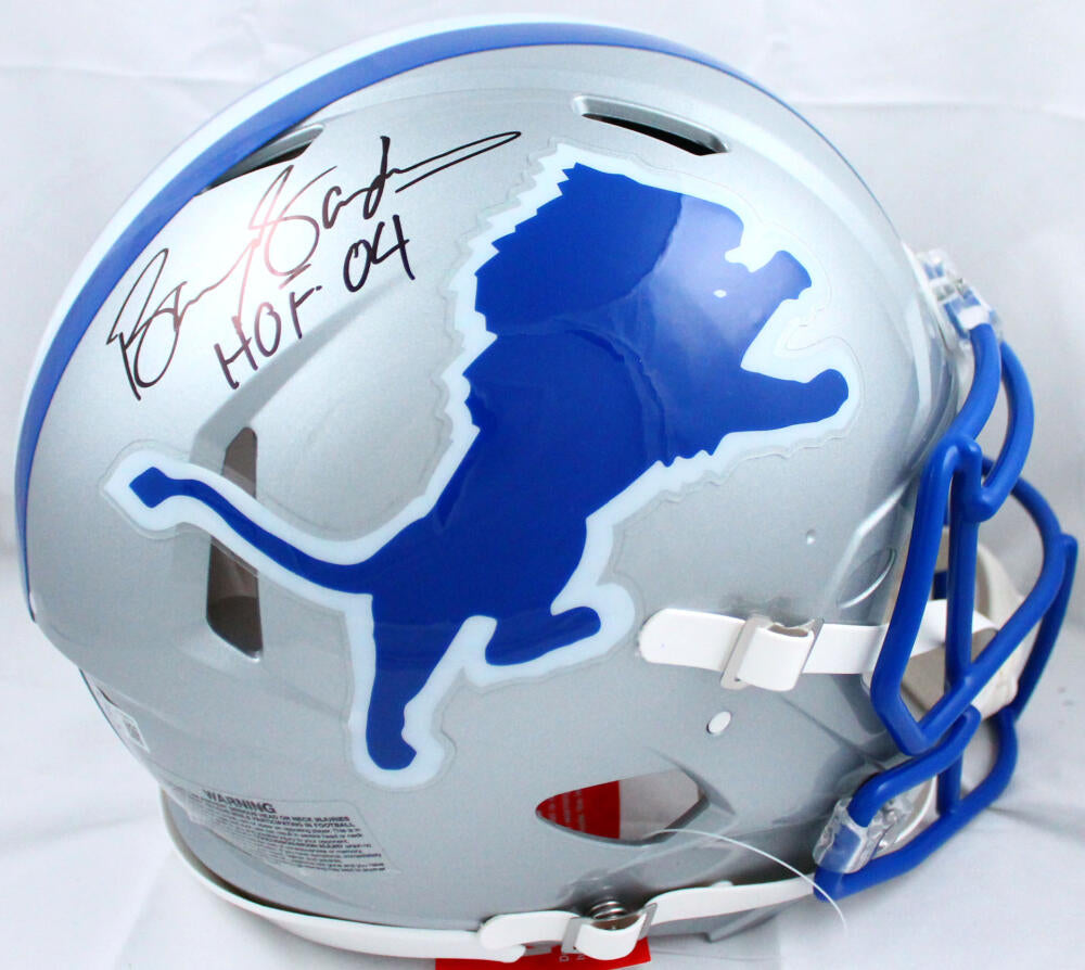 Barry Sanders Signed Detroit Lions Throwback Riddell Full Size