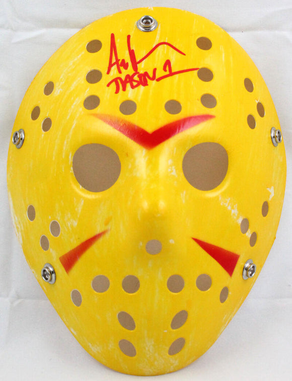 Ari Lehman Signed Friday The 13th Yellow Jason Mask w/Jason 1-Beckett W Hologram*Red Image 1