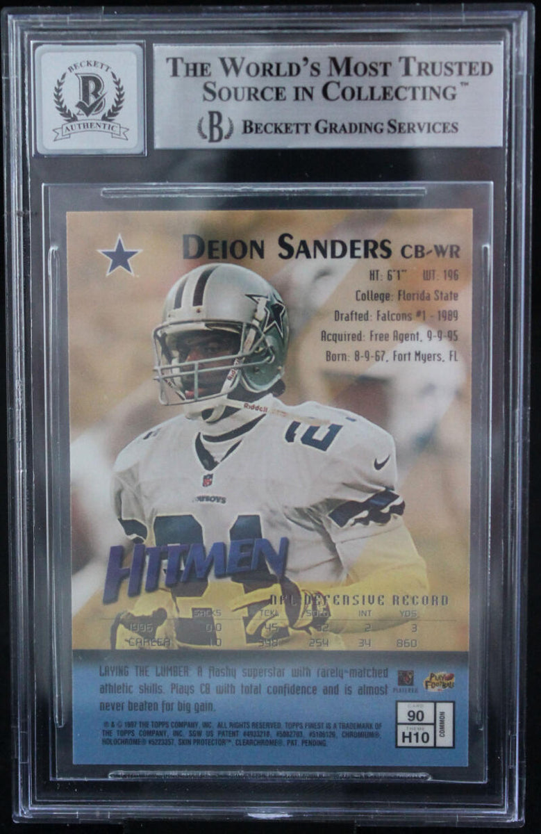 1997 Finest #90 Deion Sanders Dallas Cowboys Autograph Beckett