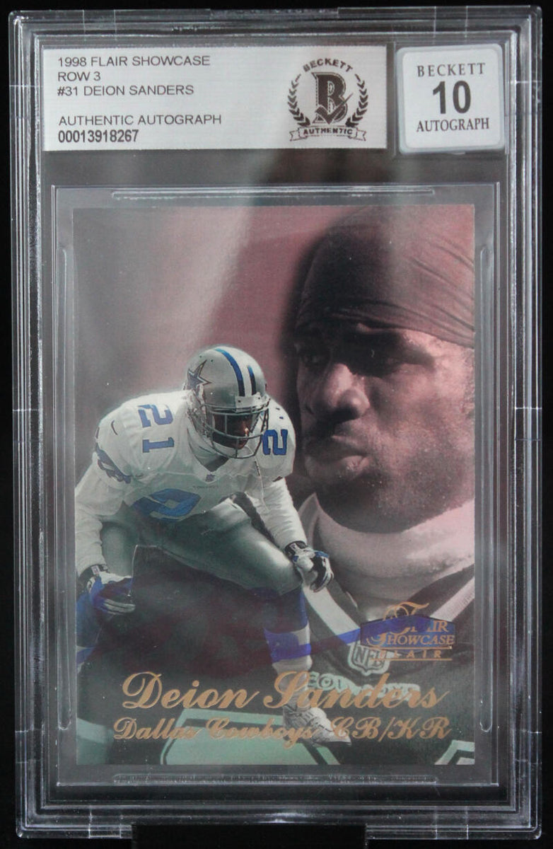 Cowboys Deion Sanders Signed 1998 Flair Showcase Row 3 #31