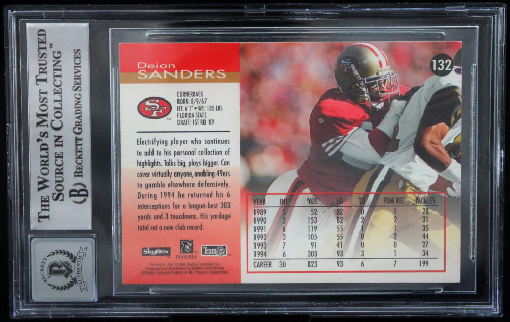 1995 Skybox Impact #132 Deion Sanders San Francisco 49ers BAS Autograph 10