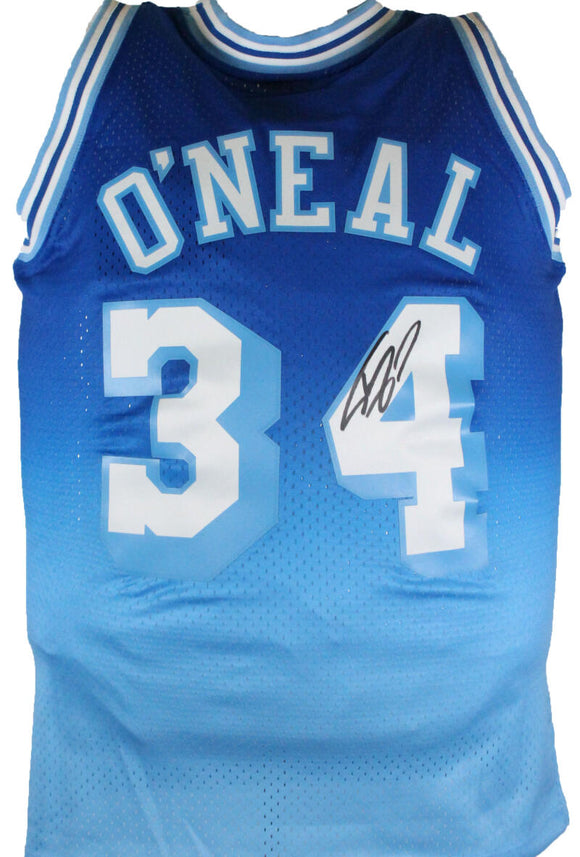 Shaquille O' Neal Autographed LA Lakers Blue Mitchell&Ness HWC Swingman Jersey-Beckett W Hologram *Black Image 1