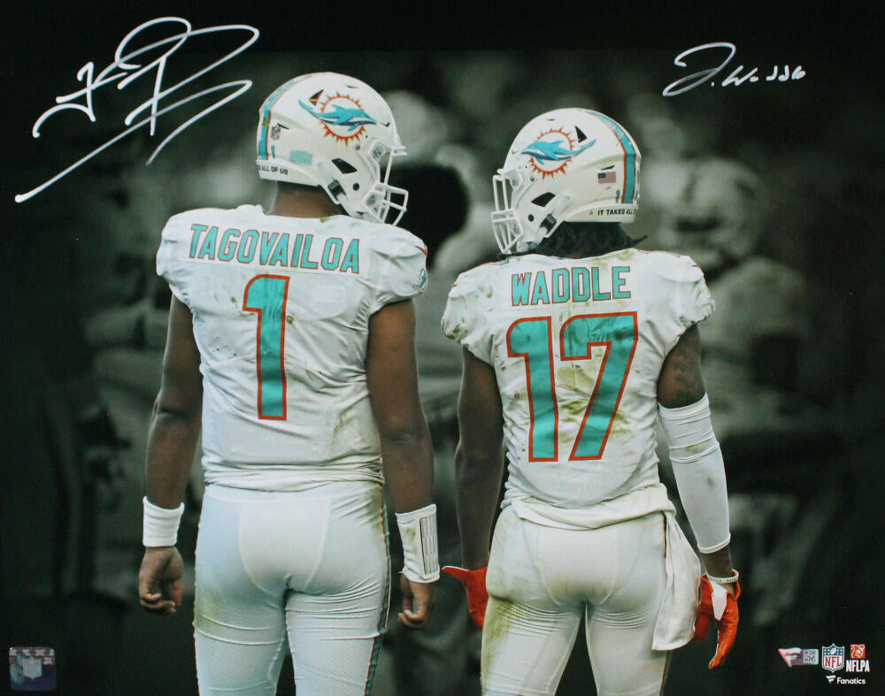 Jaylen Waddle Tua Tagovailoa Autographed Miami Dolphins 16x20 Spotligh –  The Jersey Source