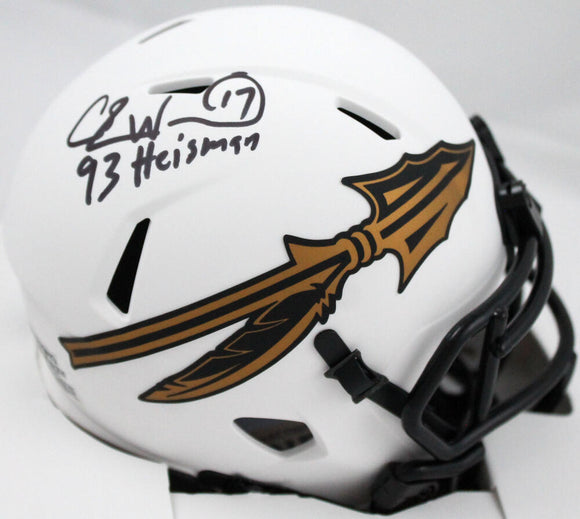 Charlie Ward Autographed Florida State Seminoles Lunar Speed Mini Helmet w/93 Heisman-Prova *Black Image 1