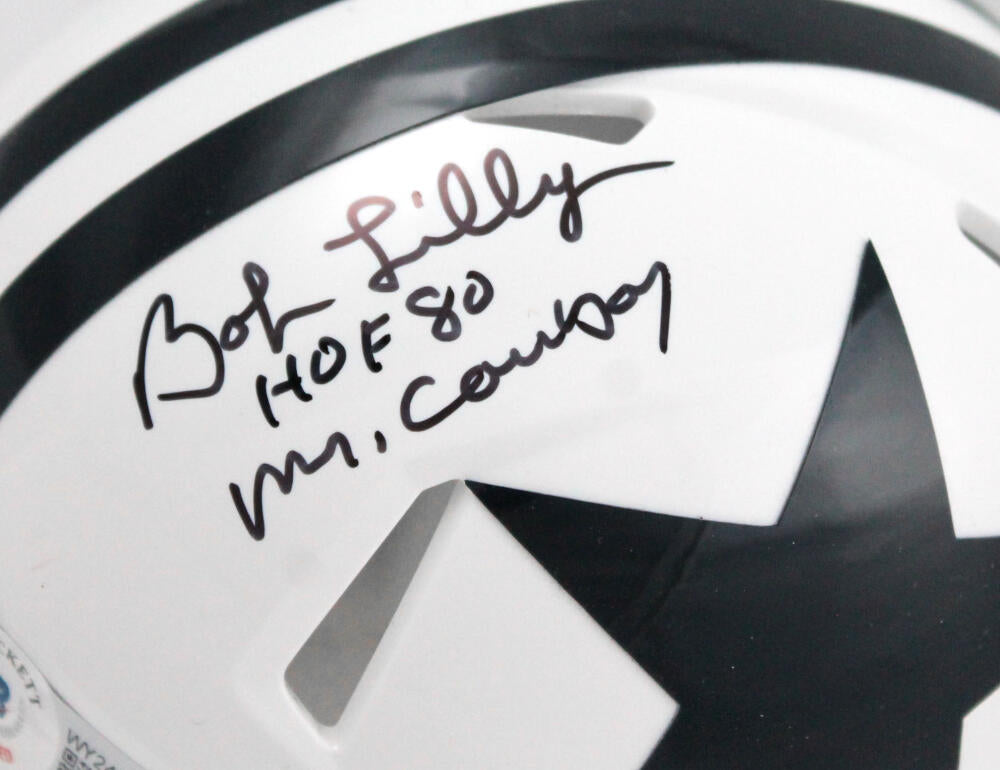 Bob Lilly Signed Dallas Cowboys Speed Mini Helmet Inscribed HOF 80 ( –