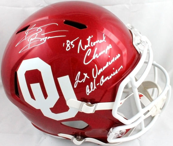 Brian Bosworth Autographed OU Sooners F/S Speed Helmet W/2 Insc.-Beckett W Hologram *White Image 1