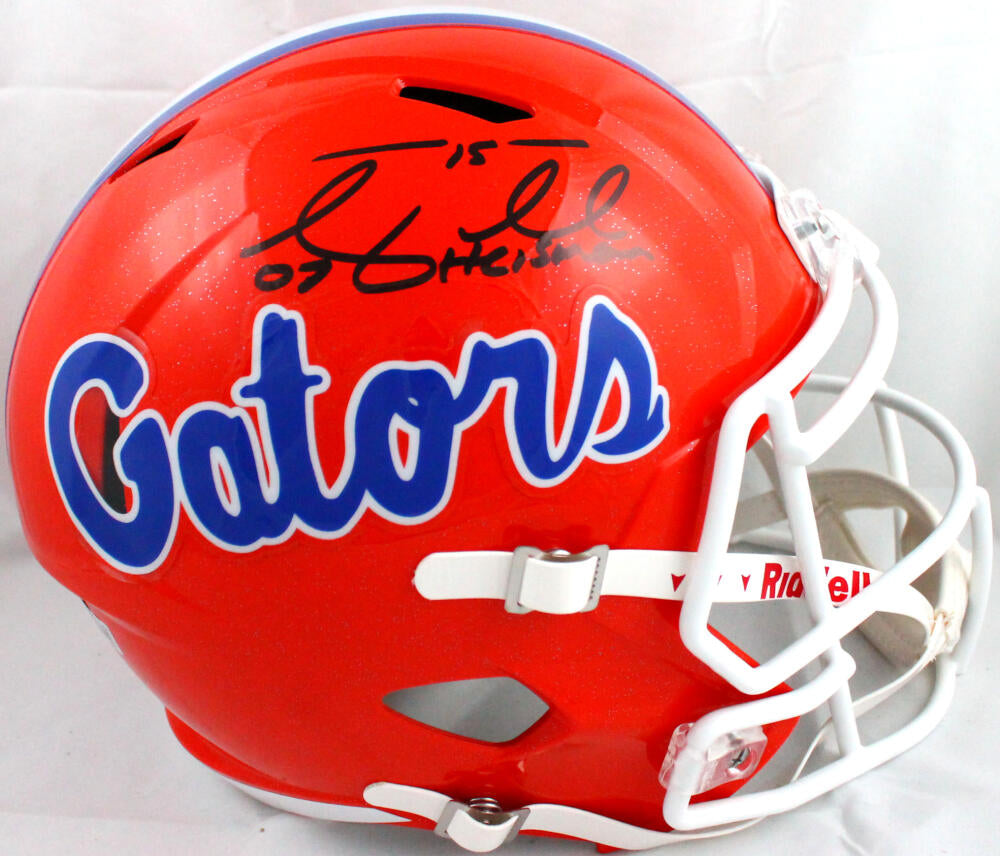 Tim Tebow Autographed Florida Gators F/S Speed Helmet w/Heisman-Becket –  The Jersey Source