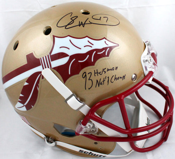 Charlie Ward Autographed FSU Seminoles F/S Schutt Helmet W/Heisman Natl Champs-Prova*Black Image 1