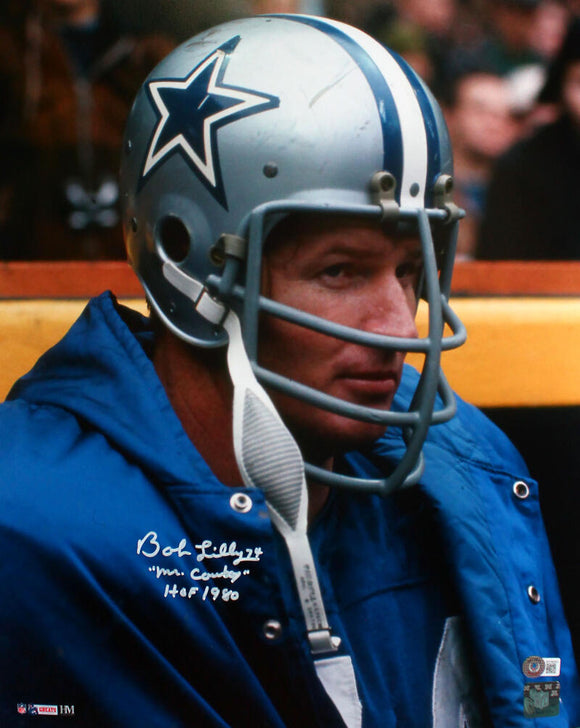Bob Lilly Signed Dallas Cowboys 16x20 Close Up Photo w/Mr. Cowboy HOF-Beckett W Hologram *White Image 1