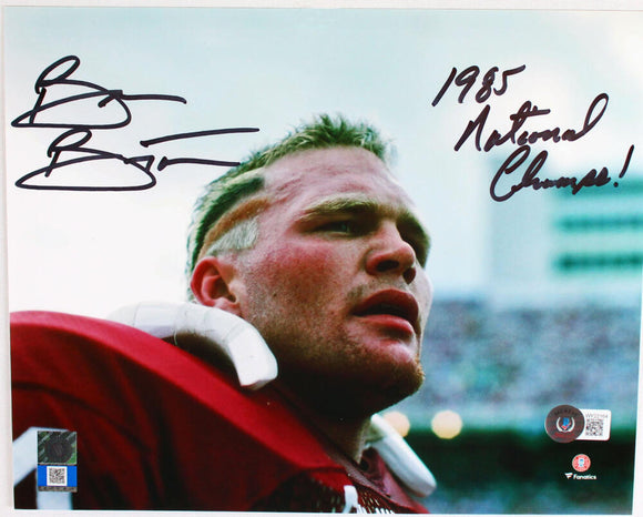 Brian Bosworth Signed OU Sooners 8x10 Up Close Photo w/85 Natl Champs-Beckett W Hologram *Black Image 1