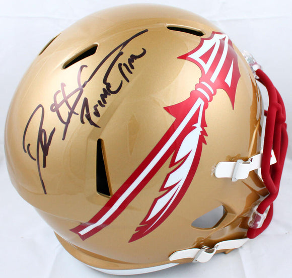 Deion Sanders Autographed Florida State Seminoles F/S Speed Helmet w/Prime Time-Beckett W Hologram *Black Image 1
