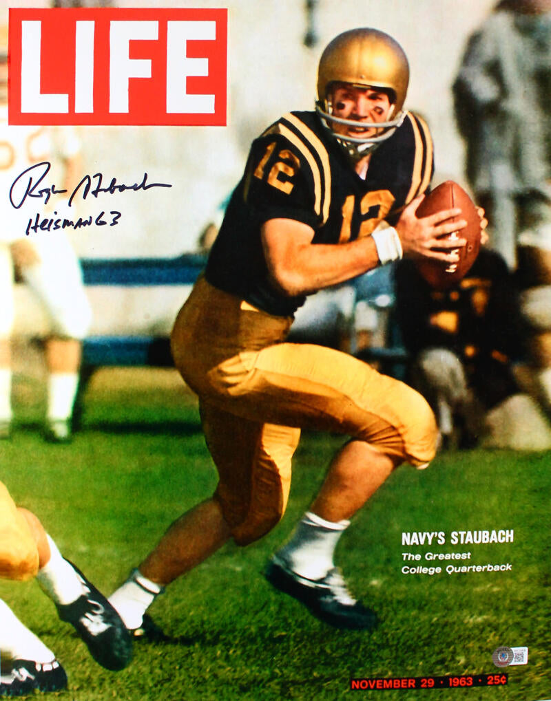 Roger Staubach Autographed Navy Midshipmen 16x20 LIFE w/Heisman