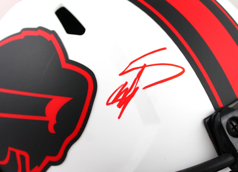 The Jersey Source Autographs Stefon Diggs Signed Bills Lunar Speed F/S Helmet *Front-Beckett W Hologram *Red
