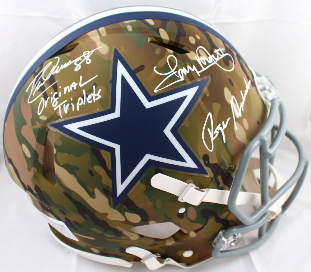 Deion Sanders Dallas Cowboys Autographed Riddell CAMO