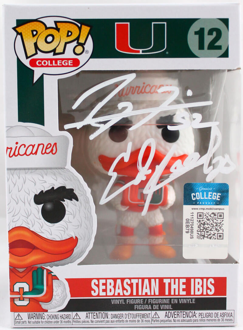 Ray Lewis Ed Reed Autographed Miami Hurricanes Funko Pop Figurine