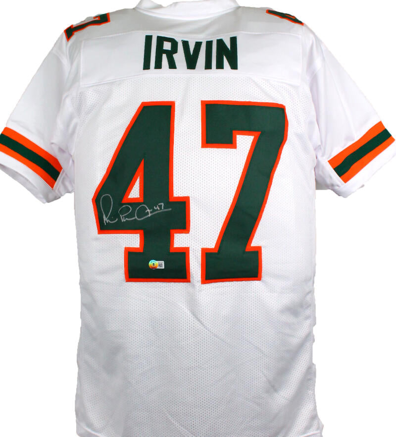 Michael Irvin Miami Hurricanes Autographed Signed White Panel Logo Football  - 87 Natl Champs Inscription - PSA/DNA