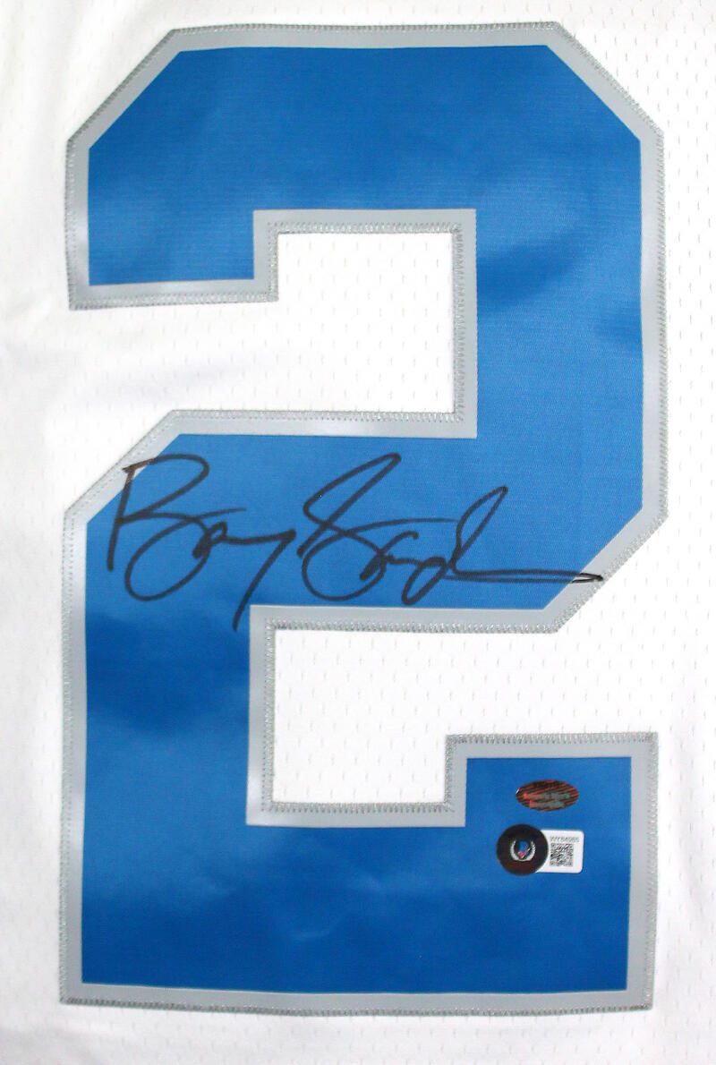 Barry Sanders Autographed Lions Blue NFL Legacy Mitchell and Ness