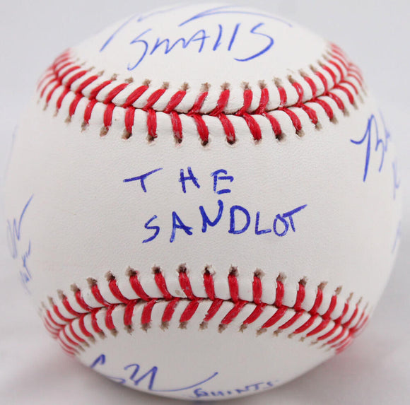 The Sandlot Autographed OML Baseball w/ 7 Actors- Beckett W Hologram *Blue Image 1