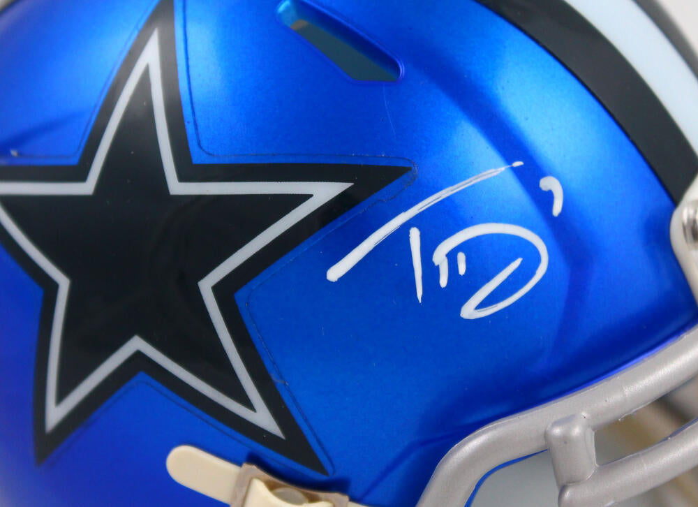 Trevon Diggs Signed Dallas Cowboys Mini Speed Replica Flash Helmet JSA Itp